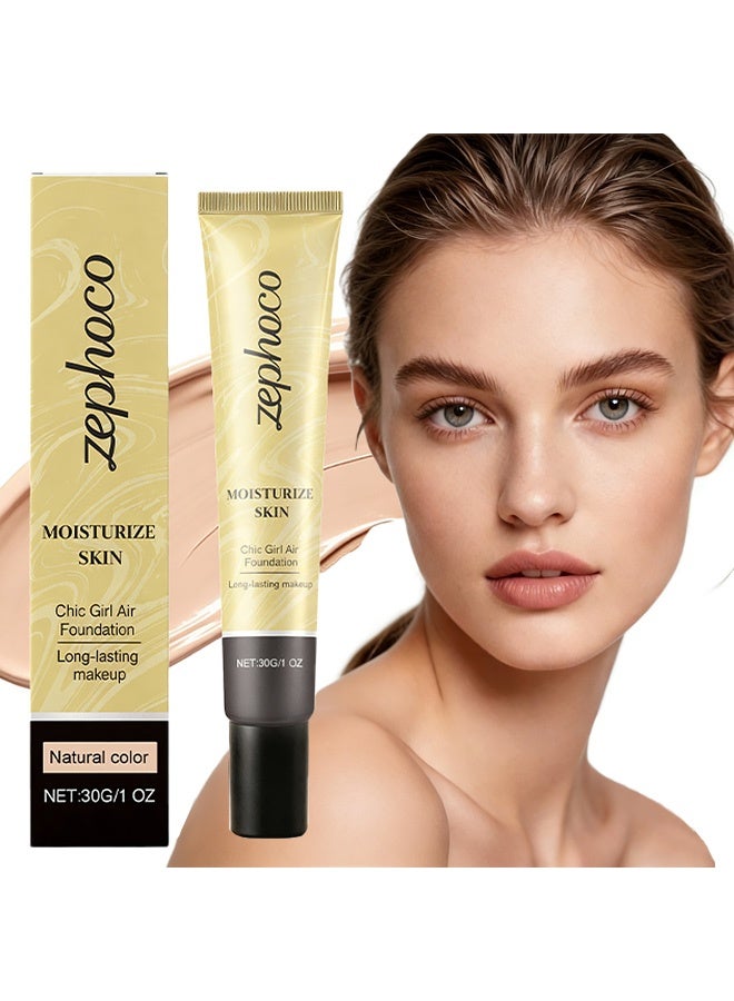 zephoco Blotting Foundation Liquid: Gentle, Lightweight, Hydrating, Natural, Adhesive-Free Foundation Liquid 30g (#Natural Color) - Image 1